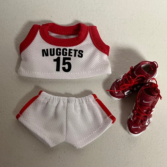 Denver Nuggets 15 Jersey Sneakers 3 Piece Outfit For Labubu Basketball White - Picture 1 of 6